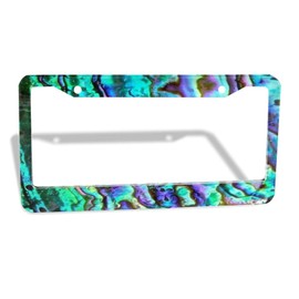NEWCOCO Customized License Plate Frame 12×6 inch American and Canadian Standard License Plate is Applicable Faux Abalone 1