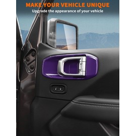 Savadicar Purple Interior Accessories - Door Inner Handles Trim Set for 2018-Present Jeep Wrangler JL JLU 4XE & Gladiator JT - Solid Color Interior Decor Upgrade Option, 4-Piece