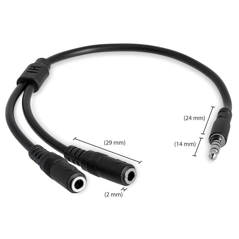 REY 4 Pin Jack to 3.5mm Dual Female Headphone Microphone
