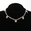 Rhinestone Butterfly Pendant Necklace Butterfly Tassel Choker Necklaces Set Shinny