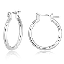 Silver Hoop Earrings for Women 14k White Gold Plated Hoop Earrings Big Hoop Earings Women 925 Hypoallergenic Sterling Silver Hoop Earrings 40mm Silver Hoops