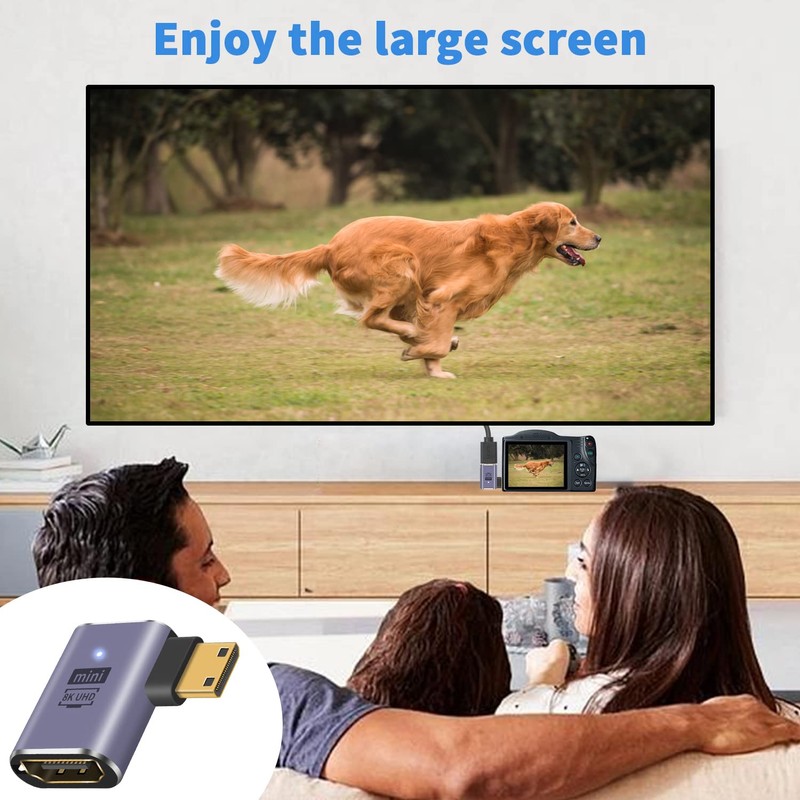 Duttek 8K Right Angled HDMI to Mini HDMI Adapter, 48Gbps
