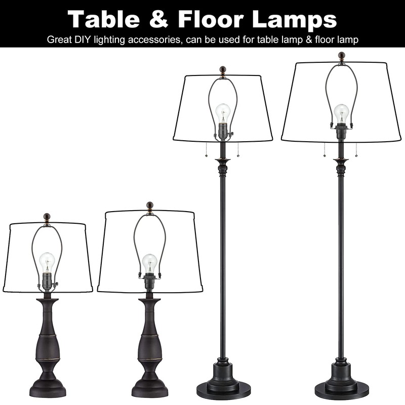 Bronze Lamp Shade Holder with Finials - 10 Inch, Set
