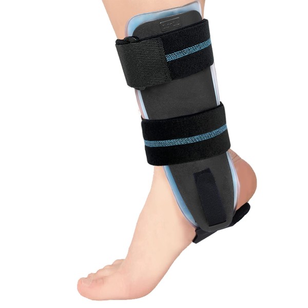 Velpeau Ankle Brace - Stirrup Ankle Splint - Adjustable Rigid Stabilizer for Sprains, Tendonitis, Post-Op Cast Support and Injury Protection for Women and Men (Gel Pads, Large - Right Foot)
