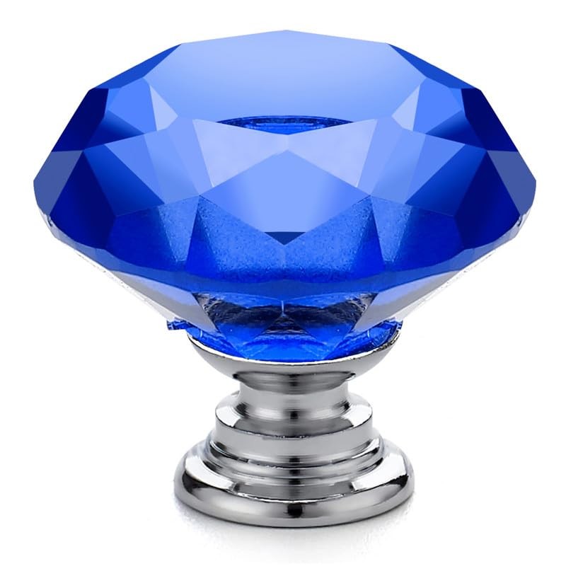 Ravinte Pack of 10 Crystal Drawer Knobs and Handles, Blue