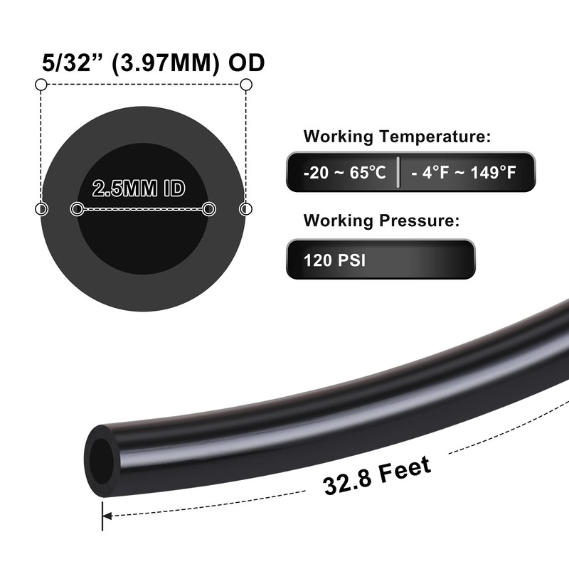 Hromee Air Line Tubing Kit, 5/32 Inch (3.97MM) OD x