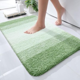 OLANLY Luxury Microfiber Bath Mat, Extra Soft and Absorbent Bathroom Mat, Non-Slip Plush Shaggy Bathroom Rug, Machine Wash Dry, Bath Rugs for Bathroom Floor, Tub and Shower, 16x24, Sage Green