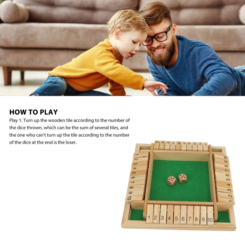 Four Sided Flop Game for Kids Adults Wooden Board Game