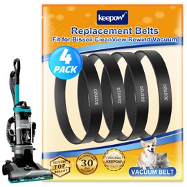 KEEPOW Replacement Belts Compatible with Bissell Powerforce Helix and CleanView Rewind Upright Bagless Vacuum 3313 3313U 3332 3333 3334 3335 3533 3534 3536 3674 3675 3676 36762, Part 3031120,4 Pack