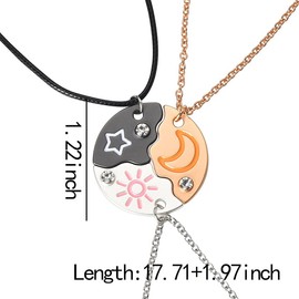 Best Friends BFF Necklaces for 3 Friendship Besties Gifts for Best Friend Anniversary Birthday Gifts for Women Girls Soul Sisters Graduation Gift for Friends Female 3 Pcs Matching Friendship Necklace