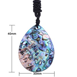 Nupuyai Natural Abalone Shell Necklace for Women, Colourful Abalone Jewellery Pendant with Adjustable Cord 18 - 25 Inches, Nylon abalone bowl Nylon, abalone shell shell