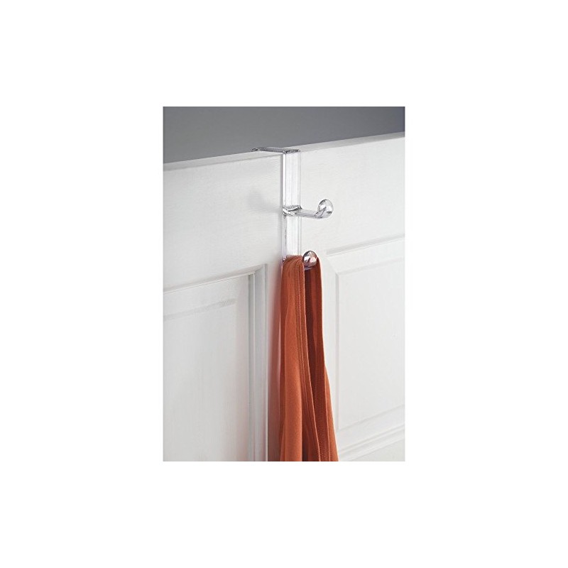 iDesign Clear Over Door Double Hook for Closet, Bathroom, or
