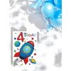 Age 4 Boy 4th Birthday Card - Blue & Red