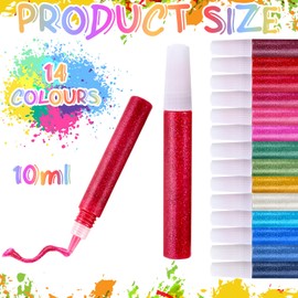 Motipuns 42 Pcs Glitter Suncatcher Paint Pen Bulk Glitter Paint Pens DIY Window Paint Markers 14 Colors