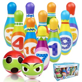 Chiluxendo Skittles Game for Children (12 Pieces), Can Throwing Cones Cones, Mini Bowling Ball Set for Home, Children's Games, Educational Games, Gift, Montessori, Boys, Girls, Outdoor Game