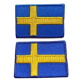 Iron-On Sew-On Flag Patches Iron-On Appliqué Sticker Egg Flag Scandinavia Sweden Set of 2 Each 4.8 x 3 cm