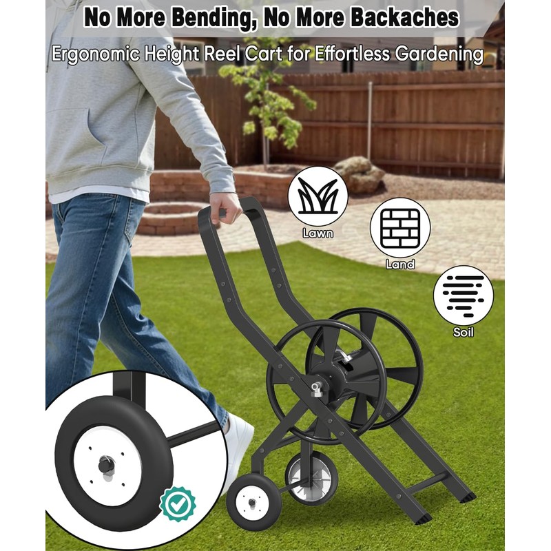 Artigarden Garden Hose Reel Cart with Wheels, Outdoor Water Hose