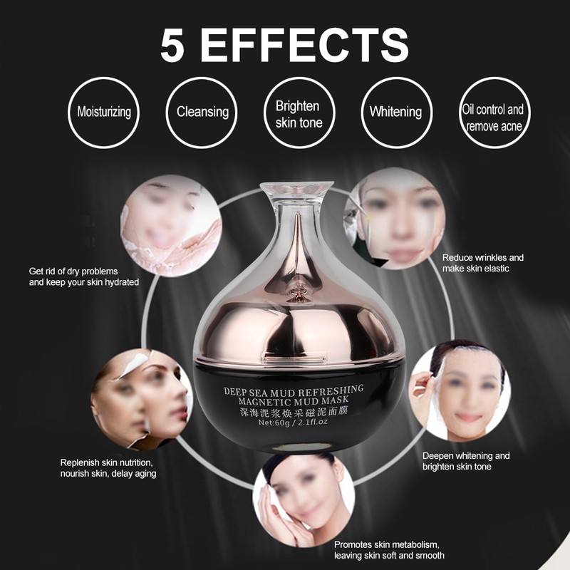 60g Black Magnetic Face Mud Mask Mineral Substance Mask Pore