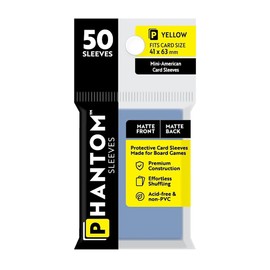 Phantom Sleeves: Yellow Size 41 x 63mm: Matte Front/Back - 50 Pack - Transparent Protective Card Sleeves for Board Games, Trading Cards & Card Games