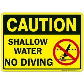 Sigo Signs - Swimming Pool Sign, Shallow Water No Diving 10x14 Inches, 55 mil Thick HDPS (high Density polystyrene), Made in USA