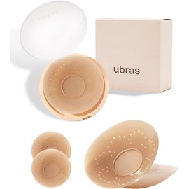 Ubras - Fundas para pezones para mujer, reutilizable, transpirable, invisible, calcomanía, de silicona, con funda de viaje
