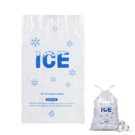 Belinlen 200 PACK 5 lb. Plastic Drawstring Ice Bags 9 x 17 Inch Heavy-Duty Ice Bags with Plastic Draw String (2mil Thickness)