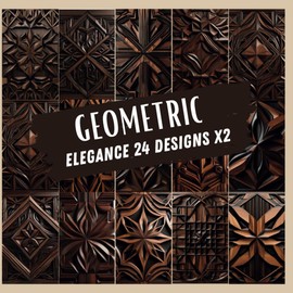 Geometric Elegance 24 Designs x2: Dark Wood Patterns - Dual-Sided Craft Paper for Creative Projects, Origami, and DIY Crafts | 8.5 x 8.5 Inches