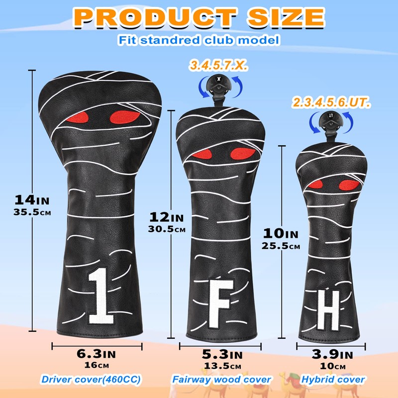 Golf Club Head covers Wood Set 3 PACKS 1FH DR