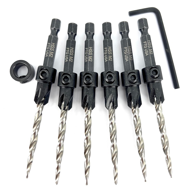 FTG USA Countersink Drill Bit Set for Wood with Tapered