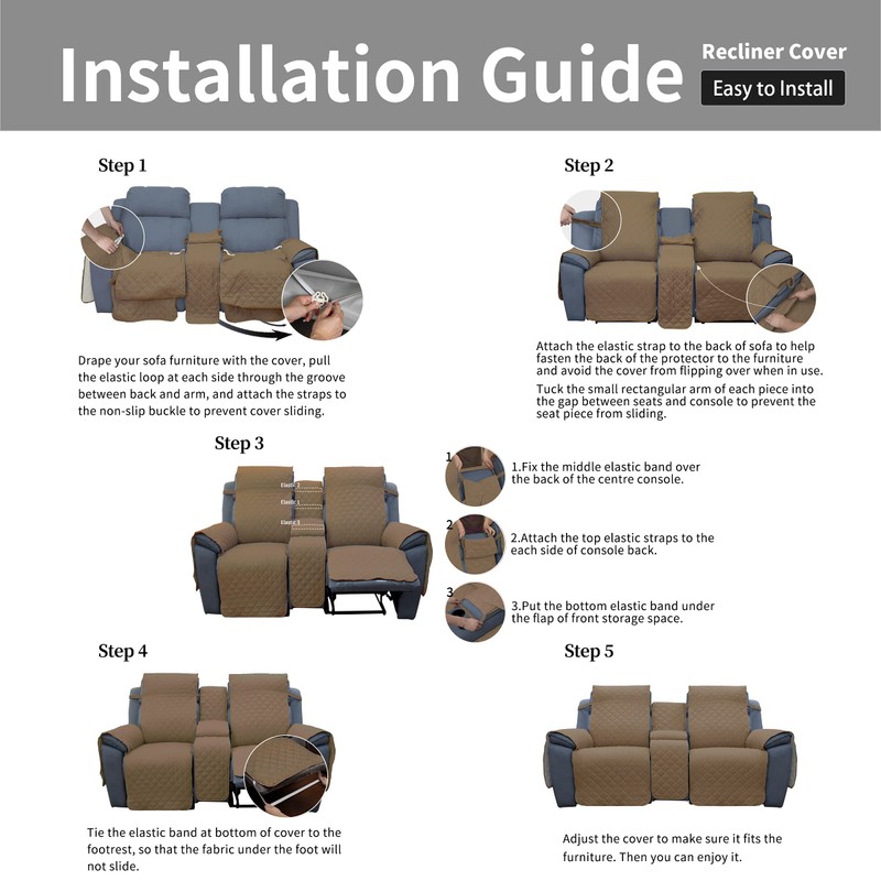 Easy-Going Loveseat Recliner Cover, Reversible Couch Cover for Double Recliner,