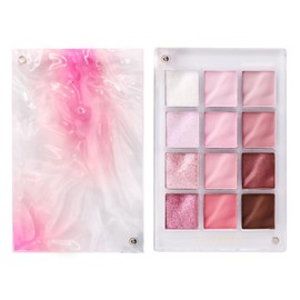 COLORROSE Water Surface Eyeshadow Palette (01 Sakura Shell Pink) 12 Colors Eyeshadow Pink Matte Shimmer Glitter COLORROSE