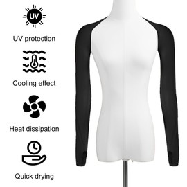 APOMOONS Pack of 2 UV Protection Arm Warmers Women, Sun Protection Arm Sleeve with Finger Holes, Arm Warmers Ice Silk Arm Warmers Women's Shrug, UV Clothing Cooling Scarf, Black White