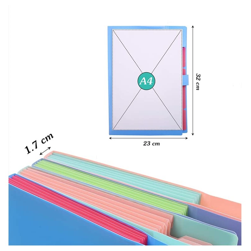 3 Pack Expanding File Folder，A4 Important Document Organiser，Expanding File Organiser