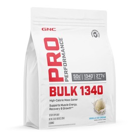 GNC Pro Performance Bulk 1340 Mass Gainer Protein Powder, 50g, Gluten Free, Whey, Creatine, BCAA, 3rd Party Tested, Muscle Recovery & Growth, Micronutrients, Vanilla Ice Cream, 9 Servings