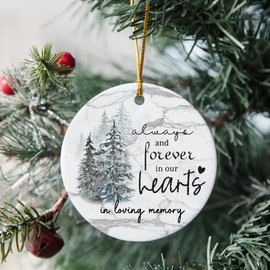 Memorial Ornaments for Loss of Loved One - Forever in Our Heart in Memory of Loved One Gifts - Memorial Ornament for Christmas Tree - Bereavement Gift Ideas - Sympathy Gift (A9)