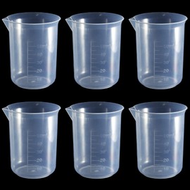 Waziaqoc 50ml/1.7oz Plastic Graduated Beaker (6 Pack), Transparent PP Measuring Cup Mixing Cup for Kitchen Lab