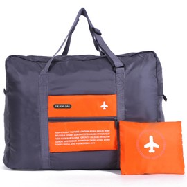 INVODA Travel Bag Foldable Duffle Bag for Women and Men Lightweight Luggage Bag Personal Item Bag for Airlines Weekender Carry on Bag Tote Overnight Bag (Orange)