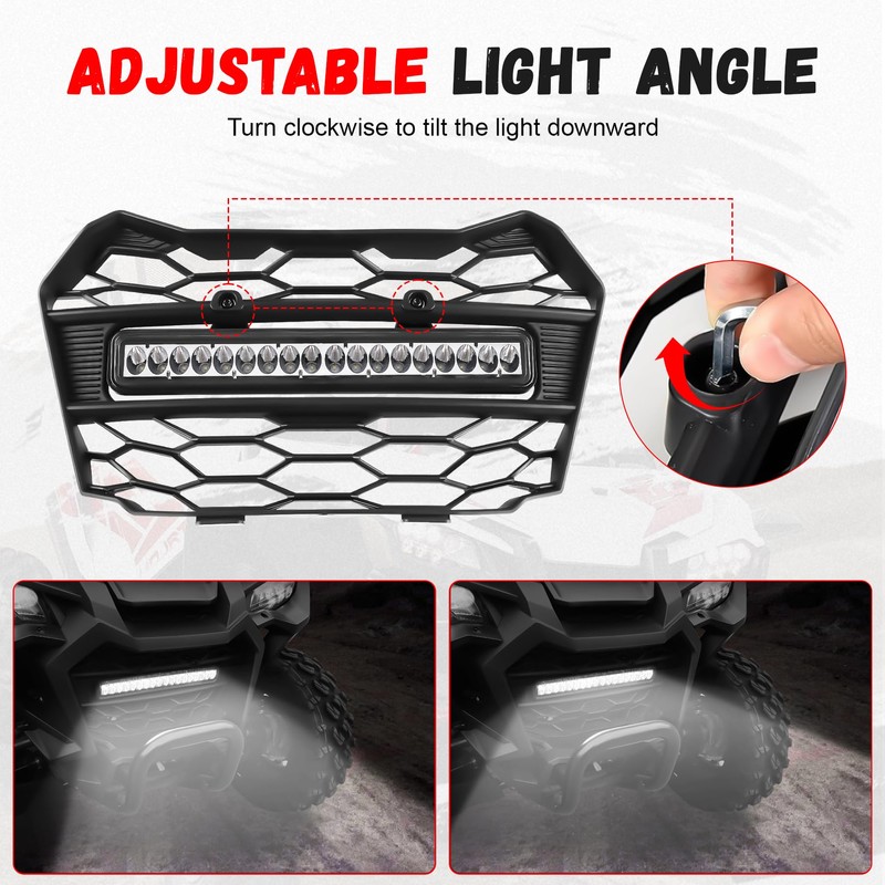 Front Mesh Grille with Adjustable LED Light Bar for Honda