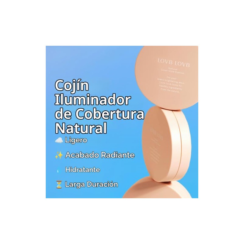 LOVB LOVB- Base de maquillaje Natural Cover Glow Cushion |