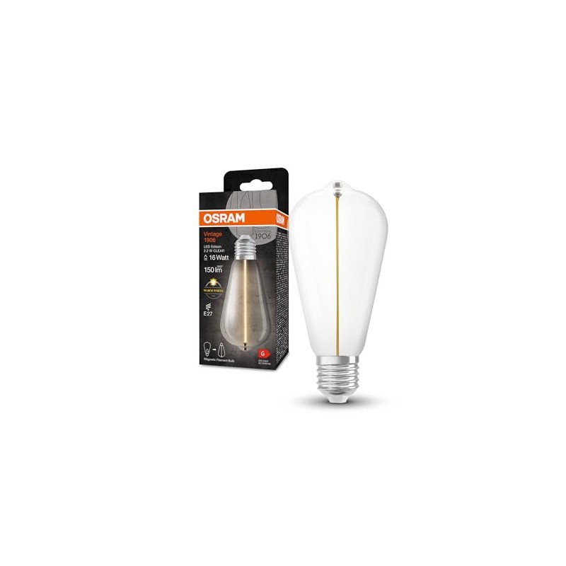 OSRAM Vintage 1906 Classic Edison FIL LED Lamp, E27, Clear,