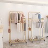 Simple Trending Double Rod Clothes Garment Rack, Heavy Duty Clothing