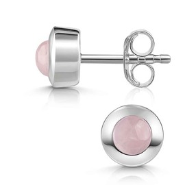 Materia by Matthias Wanger Round Women's Stud Earrings 925 Silver with Various Gemstones, Gemstone, Quartz