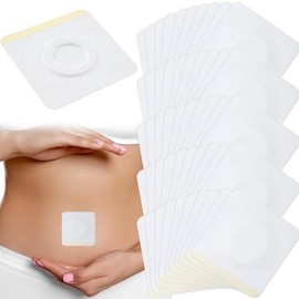 Isslly 50pcs Castor Oil Pack Wraps, Organic Cotton Skin Covers for Abdomen Care, Absorbent Reusable Belly Button Pads for Abdomen Knees Feet- White