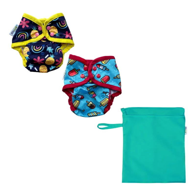 2 Pañal De Natación Unitalla Bolsa Impermeable Lisa