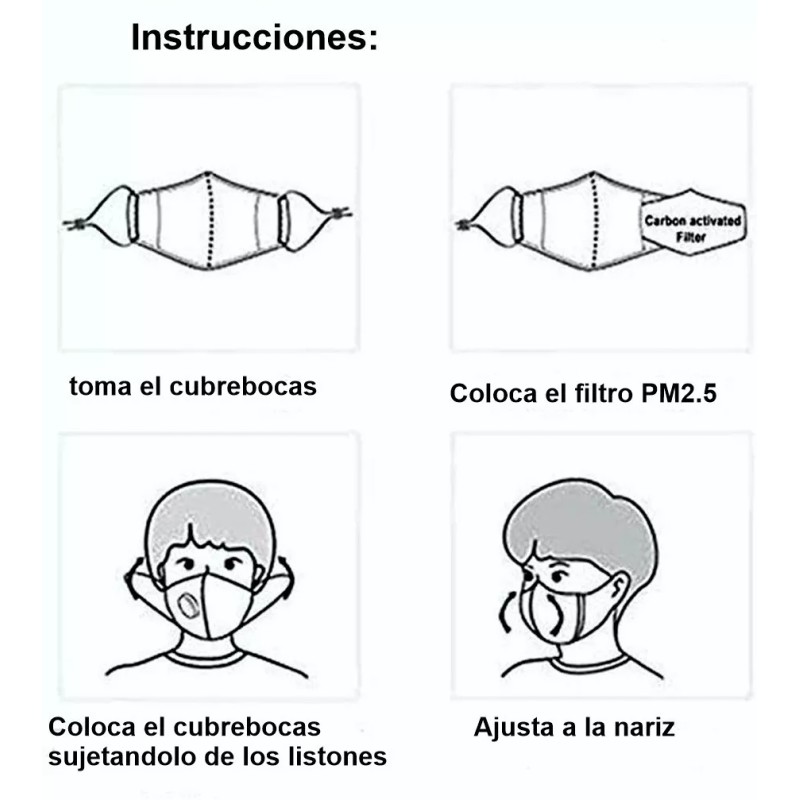 Healowa 10 Filtros Pm2.5 Cubreboca Adulto 5 Capas Carbon Activado