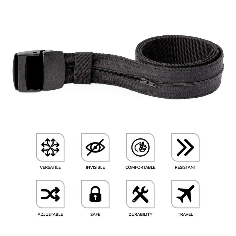 TACTIK Travel Security Belt with Internal Zip - Hidden Money