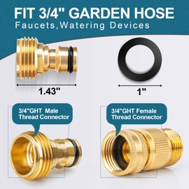 Aidarmoll Garden Hose Quick Connect, Brass Hose Quick Connect fittinging, 3/4 Inch Heavy Duty Hose Connector, Leak-Proof, Easy to Install, Compatible with Standard Garden Hoses (2 Pack)