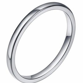 Jude Jewelers 2MM Tungsten Carbide Stackable Ring Plain Wedding Band (Silver, 8)