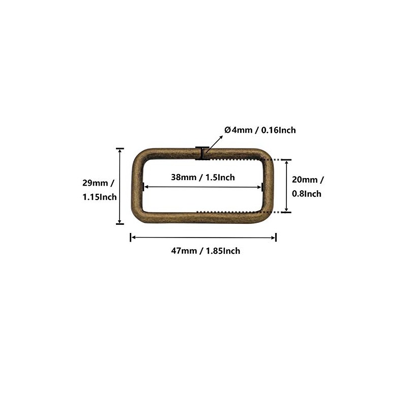 Wuuycoky 1.5" Inner Length Bronze Rectangle Rings Loop Ring No
