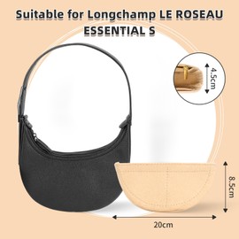 luwrevc Mini Organizer for Longchamp Le Roseau Essential S Bag Insert, Small Purse Organizer for Long Champ